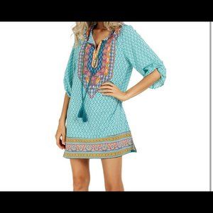 Turqouise Pink Boho Tribal Kaftan XXL NWT